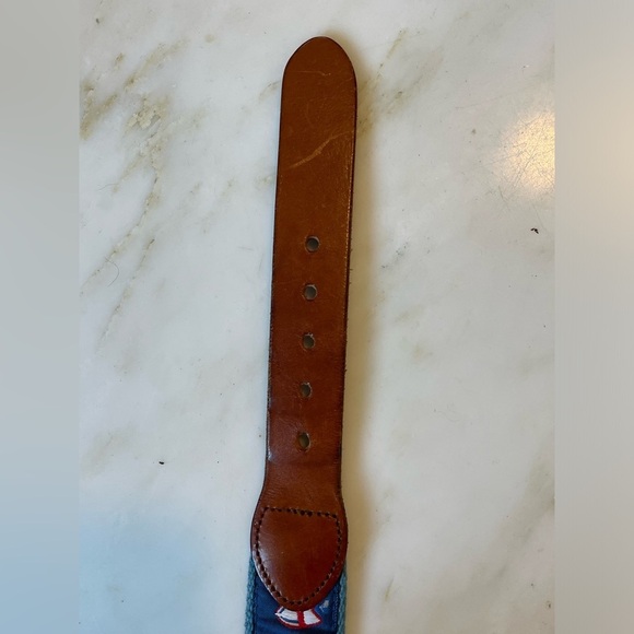 Leather Man Ltd, size 34, nautical preppy woven knit belt w/ brass color buckle - Picture 3 of 8